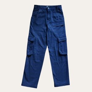 🌷 Zara Plaid Flannel Navy Blue Cargo Pants